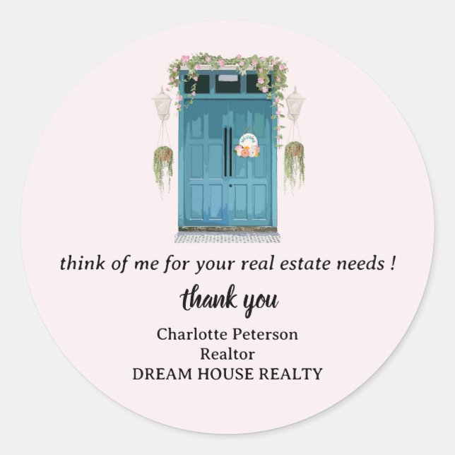  Real Estate Thank You Sign Classic Round Sticker (Front)