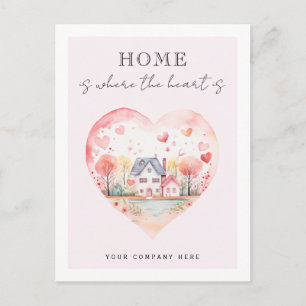 Real Estate Watercolor Heart Home Postcard