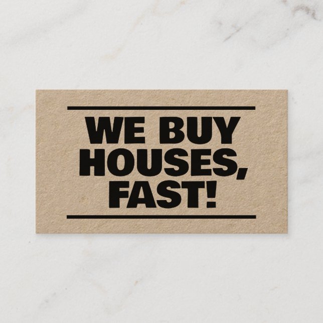 Real Estate We Buy Houses QR Kraft Business Card (Front)