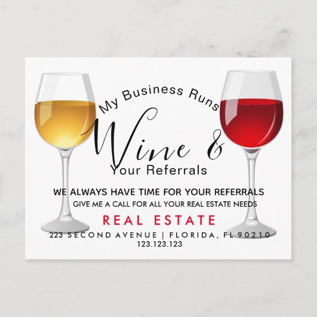 real estate wine referrals Announcement (Front)