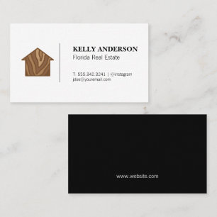 Real Estate Wood Home Icon Business Card