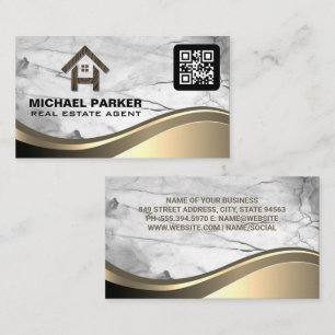 Real Estate Wood Home Logo   Qr Code Business Card