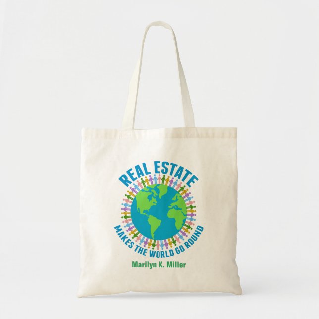 Real Estate World Cute Custom Realtor Tote Bag (Front)