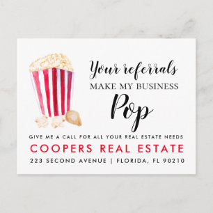 real estate Your Referrals Make My Business Pop Announcement Postcard