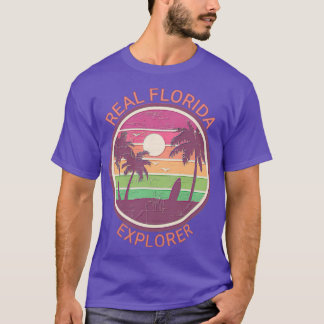 Real Florida Explorers Sunset Surfer Beach Oversiz T-Shirt