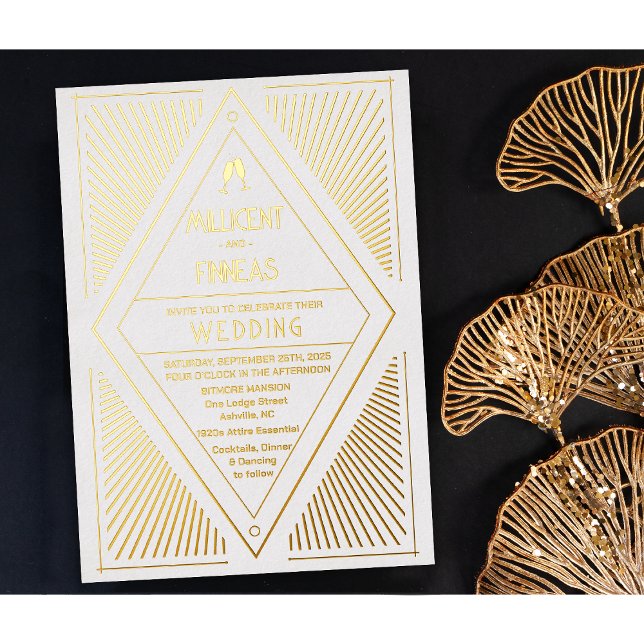 Real Foil Art Deco Geometric Kite Shape Wedding (Creator Uploaded)