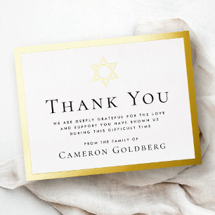 Real foil border jewish sympathy thank you card