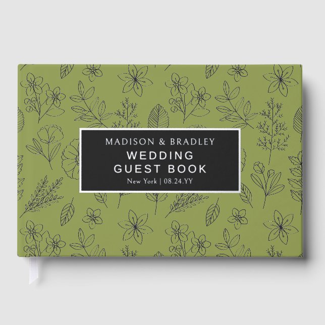 Real Foil Botanical Floral Wedding Guest Book (Front)