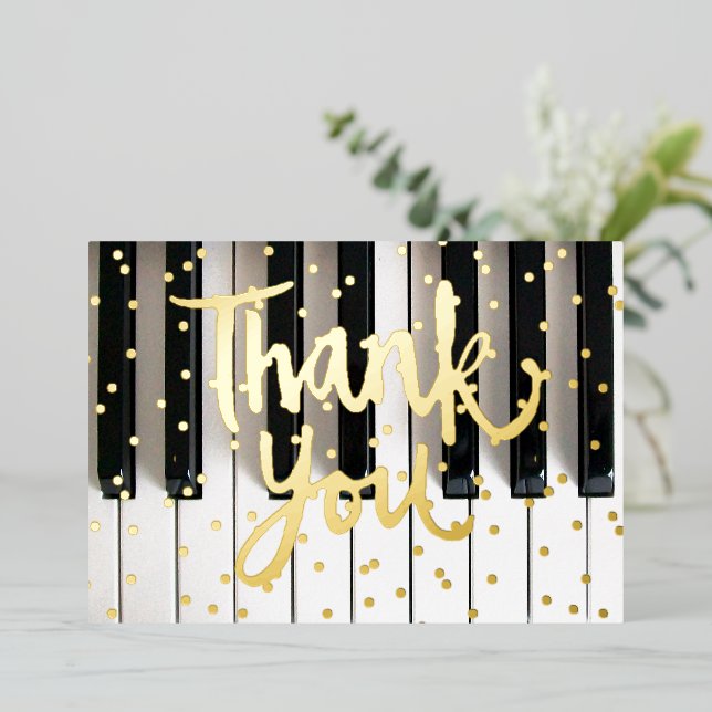 real foil details music thank you card (Standing Front)