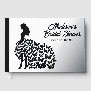 Real Foil Elegant Bride Bridal Shower Silver Guest Book