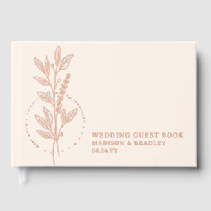 Real Foil Elegant Cream Boho Floral Wedding Guest Book