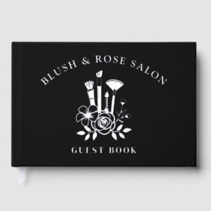 Real Foil Elegant Floral Black Makeup Business Guest Book