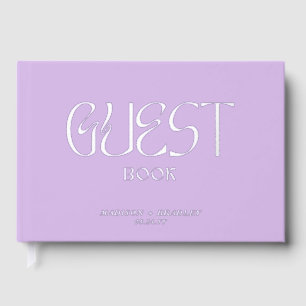Real Foil Elegant Lilac Calligraphy Script Wedding Guest Book