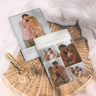 Real Foil   Elegant Script 5 Photo Collage Wedding