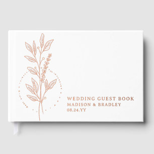 Real Foil Elegant White Boho Floral Wedding Guest Book