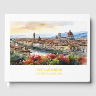 Real Foil Florence watercolor city skyline Italy Guest Book