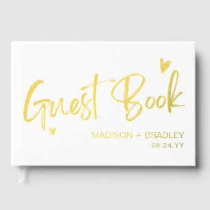 Real Foil Gold Calligraphy Script Modern Wedding Guest Book