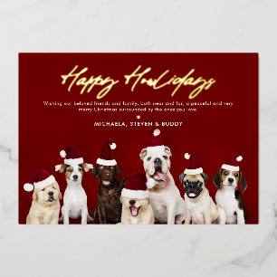 REAL FOIL Gold Happy Howlidays Cute Christmas Dogs Holiday Card