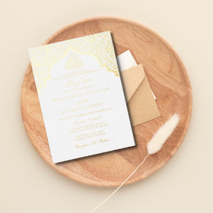 Real foil Gold White Masjid Wording Muslim Wedding