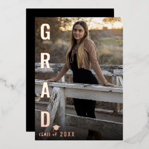 Real Foil GRAD Graduation Photo Announcement