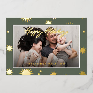 *REAL FOIL* Happy Holidays Photo Foil Holiday Card
