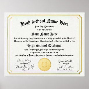 Real foil High School Diploma, GED, homeschool  Prints
