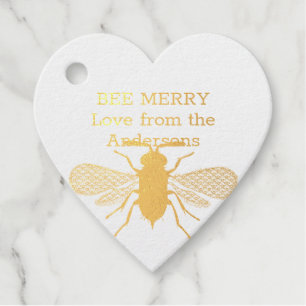 Real Foil Honey BEE Merry Christmas Gifts Favours Favour Tags