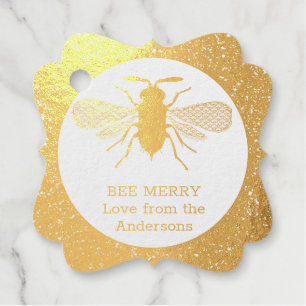 Real Foil Honey BEE Merry Christmas Gifts Favours Favour Tags