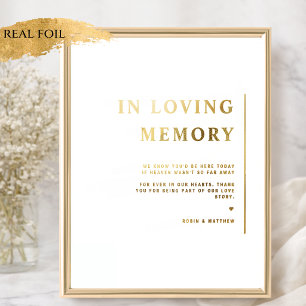 Real Foil In Loving Memory Minimalist Wedding Sign
