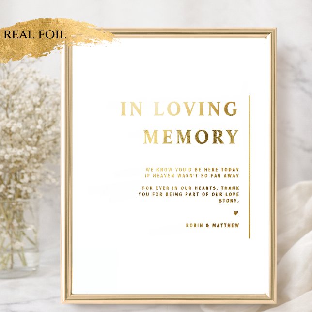 Real Foil In Loving Memory Minimalist Wedding Sign (Creator Uploaded)