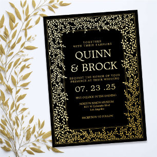 Real Foil Minimal Leaf Gold Foliage Wedding