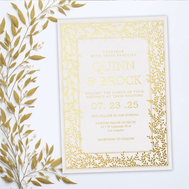Real Foil Minimal Leaf Gold Foliage Wedding (Creator Uploaded)
