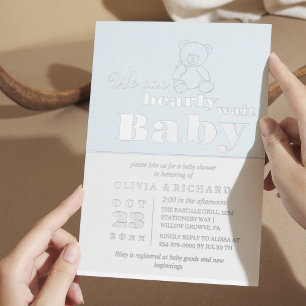 Real Foil Modern Bear Baby Shower Invitation