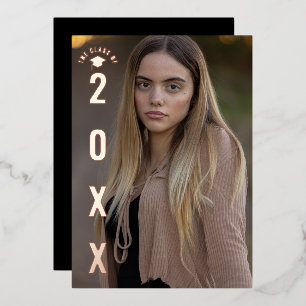 Real Foil Modern Graduation Photo Announcement 