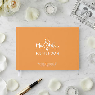 Real Foil Mr & Mrs Personalised Orange Wedding Guest Book