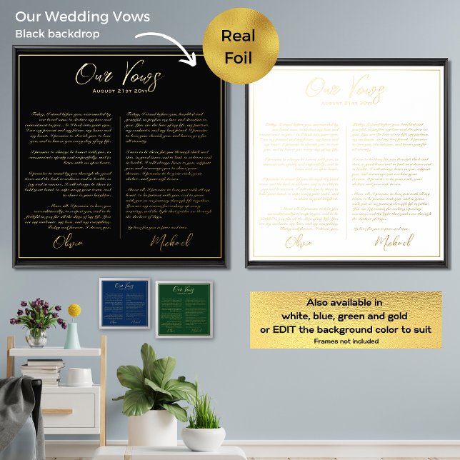 Real Foil Our WEDDING VOWS Newlyweds Mr Mrs Foil Prints (Creator Uploaded)
