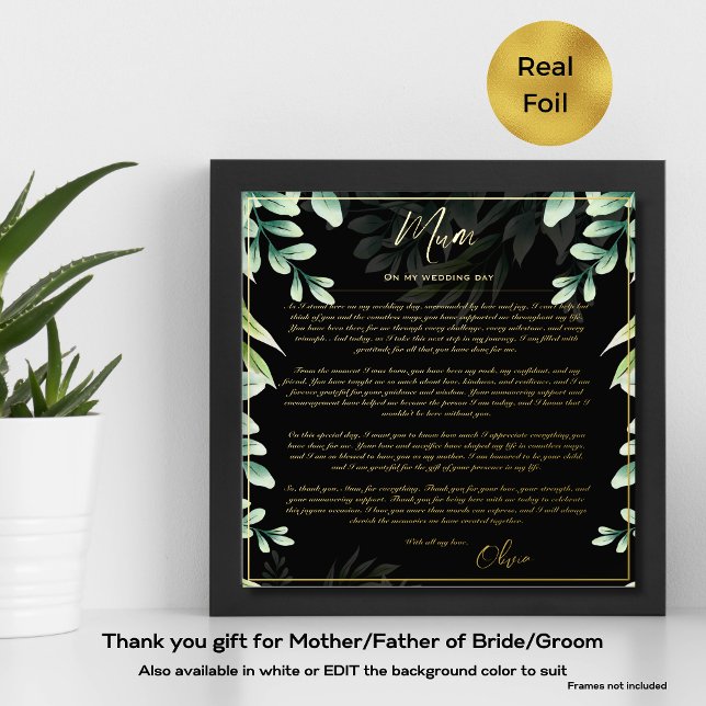 Real Foil Parents of Bride Groom Mum Dad Thank You Foil Prints (Creator Uploaded)