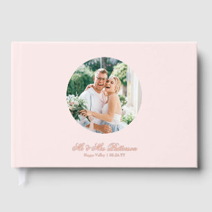 Real Foil Photo Simple Personalised Pink Wedding Guest Book