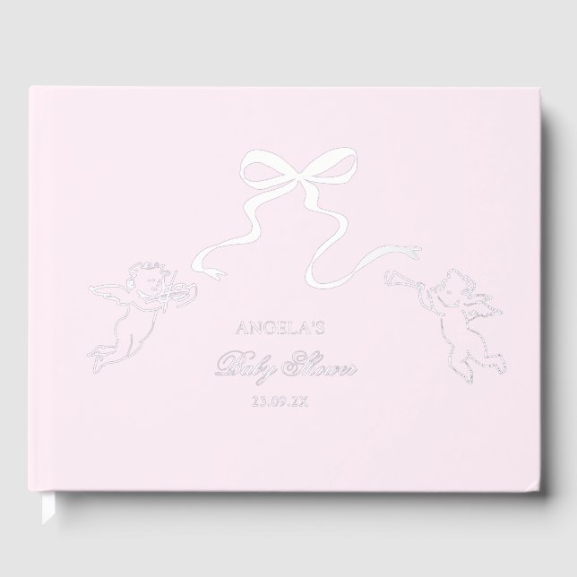 Real Foil Pink Baby Shower Guest Book  (Front)