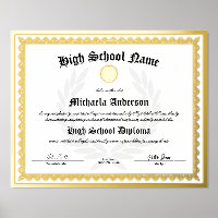 REAL FOIL Replica High School Graduate Certificate