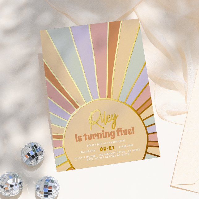 Real Foil Retro Sun Groovy Girl Birthday Party (Creator Uploaded)