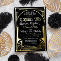 Real Foil Roaring 20s Murder Mystery Invitation