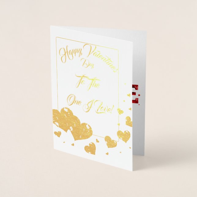 Real Foil Romantic Happy Valentines Day Card (Front)