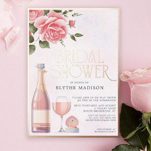 Real Foil Rosé Floral Wine Bridal Shower