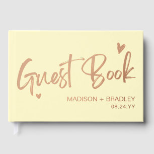Real Foil Rose Gold Calligraphy Script Wedding Guest Book