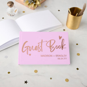 Real Foil Rose Gold Calligraphy Script Wedding Guest Book