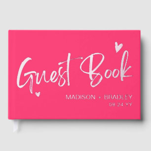 Real Foil Silver Calligraphy Script Modern Wedding Guest Book