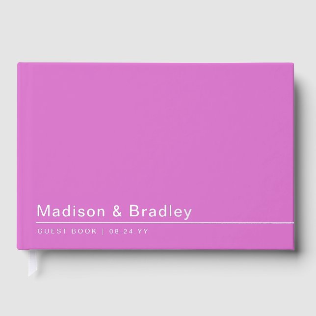 Real Foil Simple Modern Silver Script Wedding Gues Guest Book (Front)