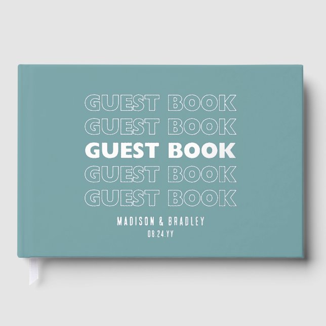 Real Foil Trendy Modern Typography Wedding Guest Book (Front)