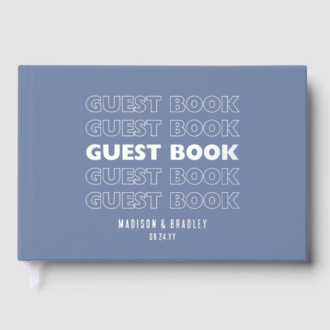 Real Foil Trendy Modern Typography Wedding Guest Book (Front)